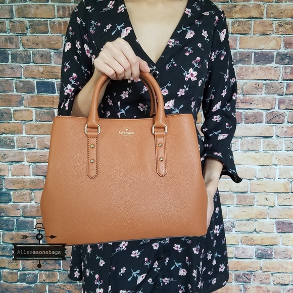 New Authentic Kate Spade Evangelie Larchmont Avenue Satchel Handbag Purse Brown